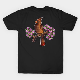 Red Cardinal bird dogwood flower North Carolina Virginia T-Shirt